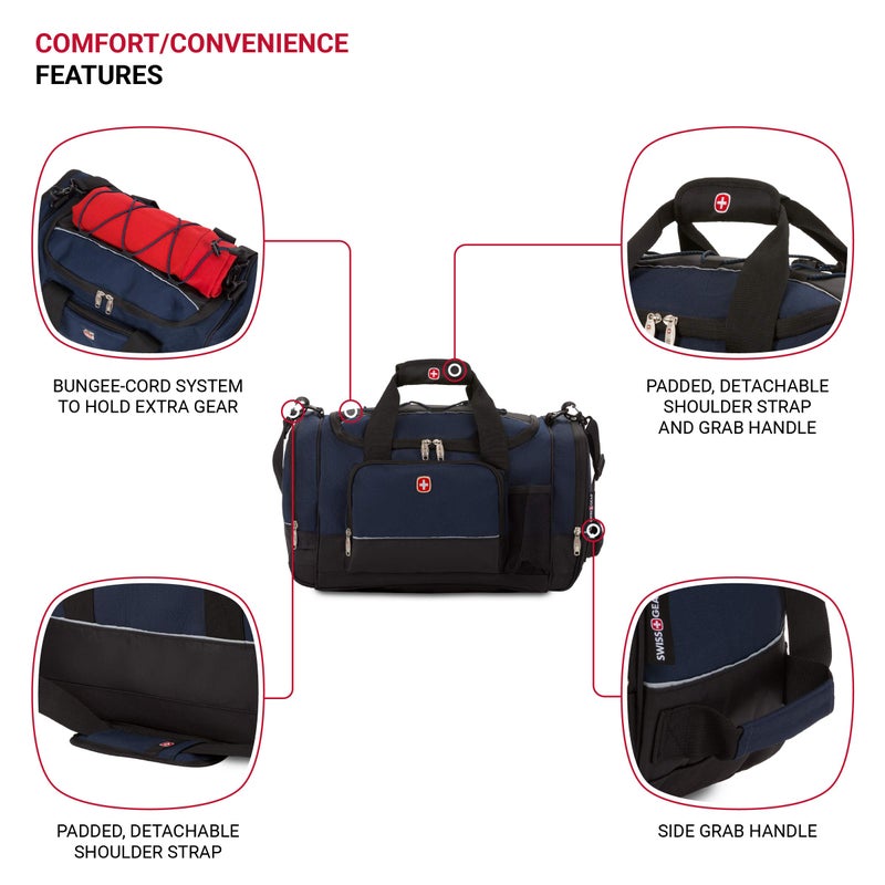 SWISSGEAR حقيبة دفل سويس جير أبيكس، حقيبة رياضية للرجال والنساء، حقائب سفر دفل، أزرق/أسود، 20 إنش - Image 2